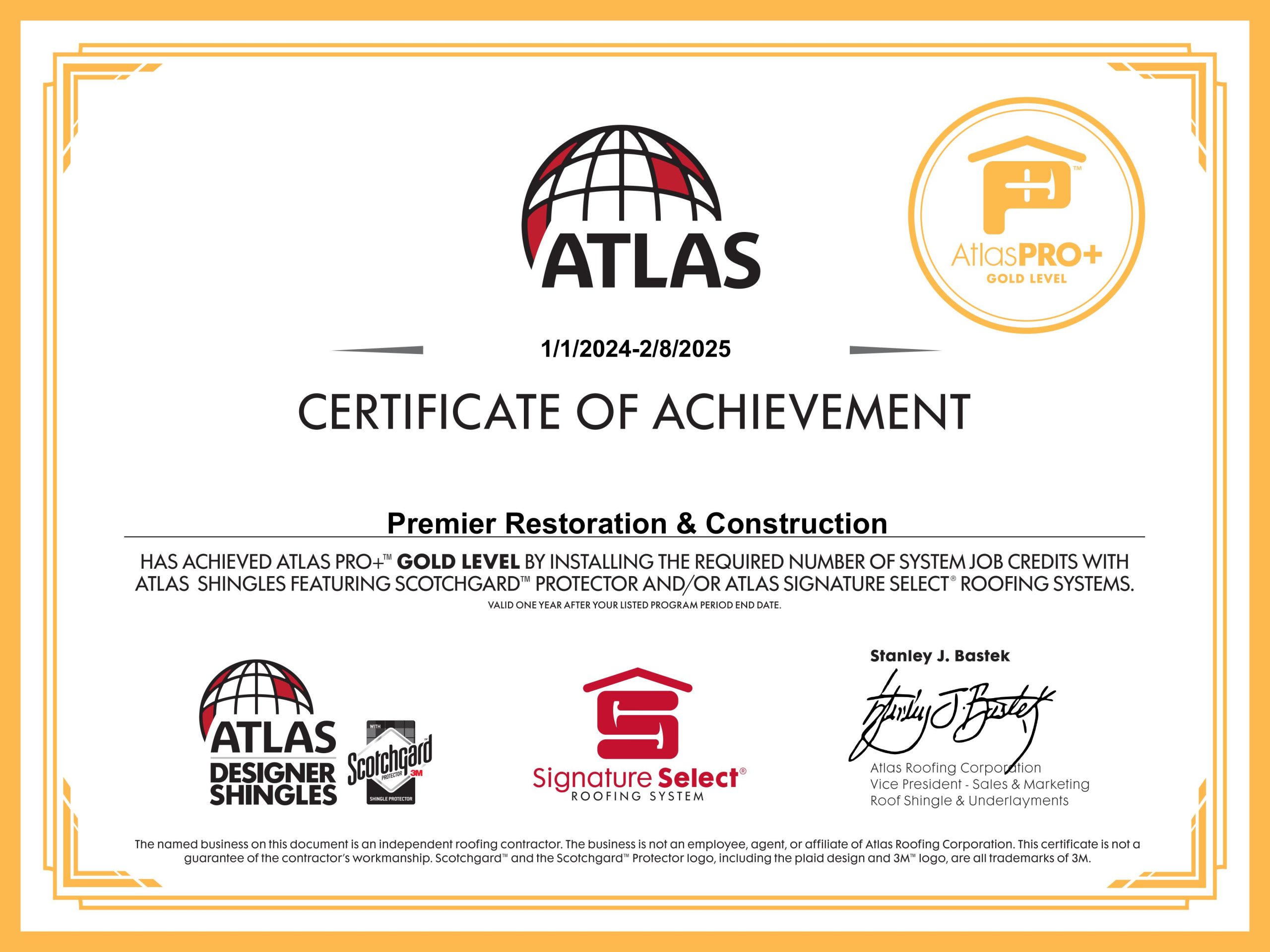 atlas shingle certification
