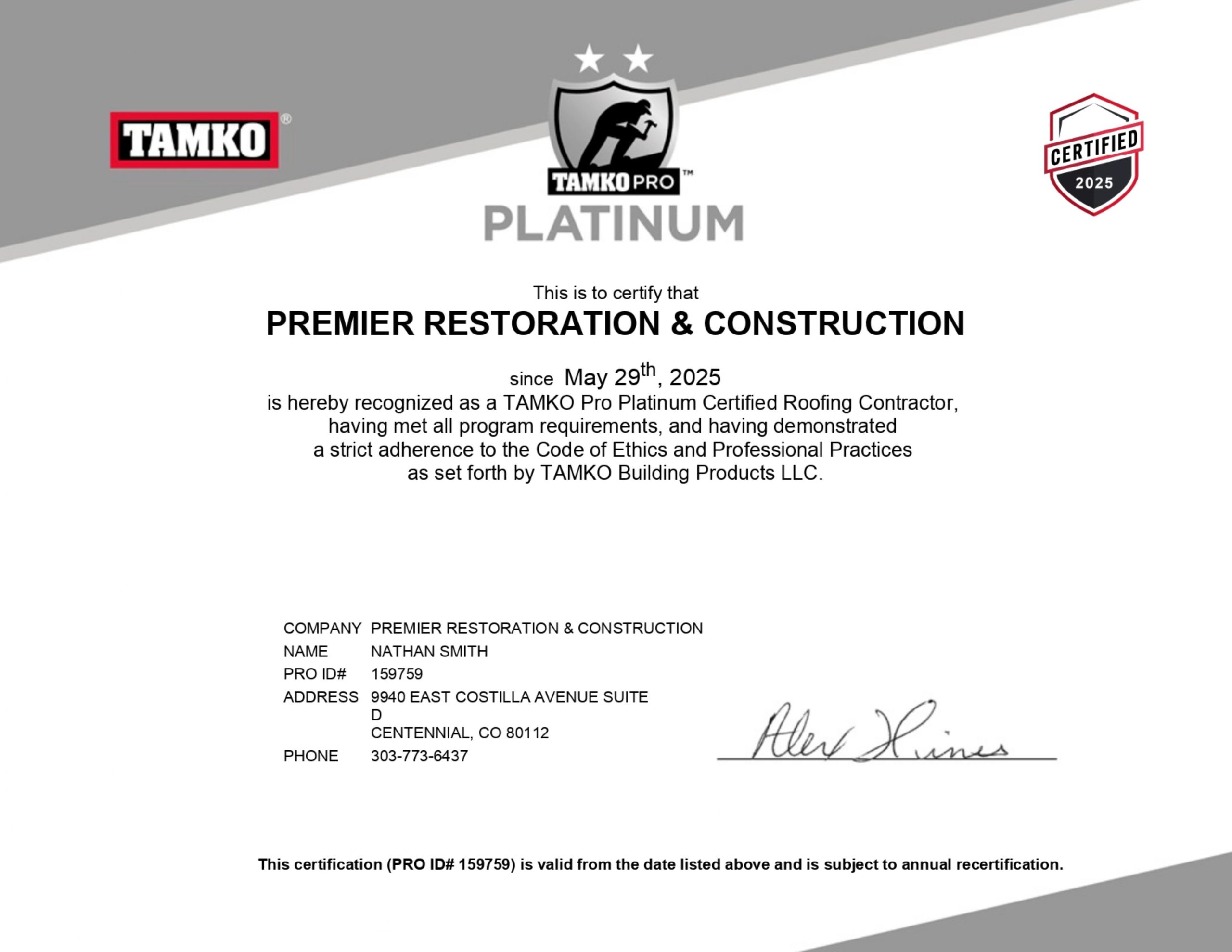 tamko contractor certificate resized