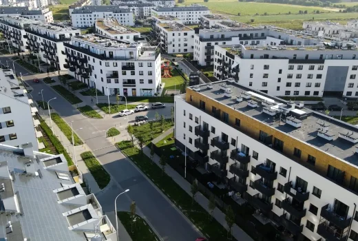 Multifamily apartment complex with newly installed roofing system in Denver