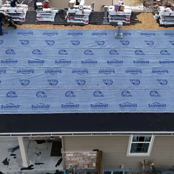 Castle Rock roof replacement with synthetic underlayment installed across roof deck