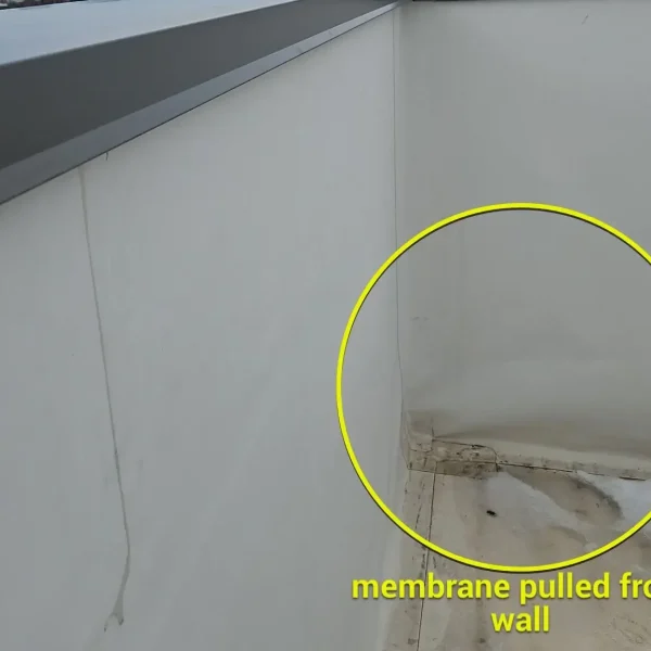 civic lofts denver tpo membrane pulled from wall tenting